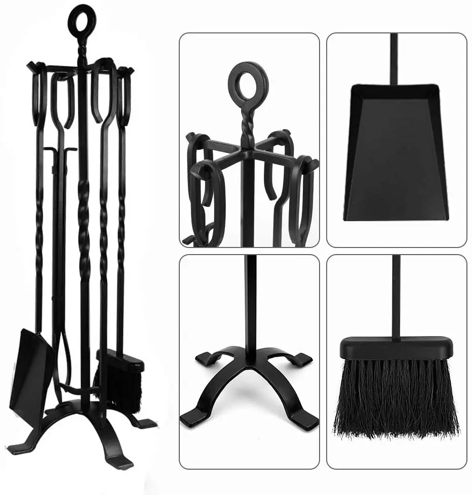 Wrought Iron Fire Set Fire Place Pit Poker Wood Stove Log Tongs Tools Kit Sets  Fireplace Tools Tool Set Fireplace Accessories