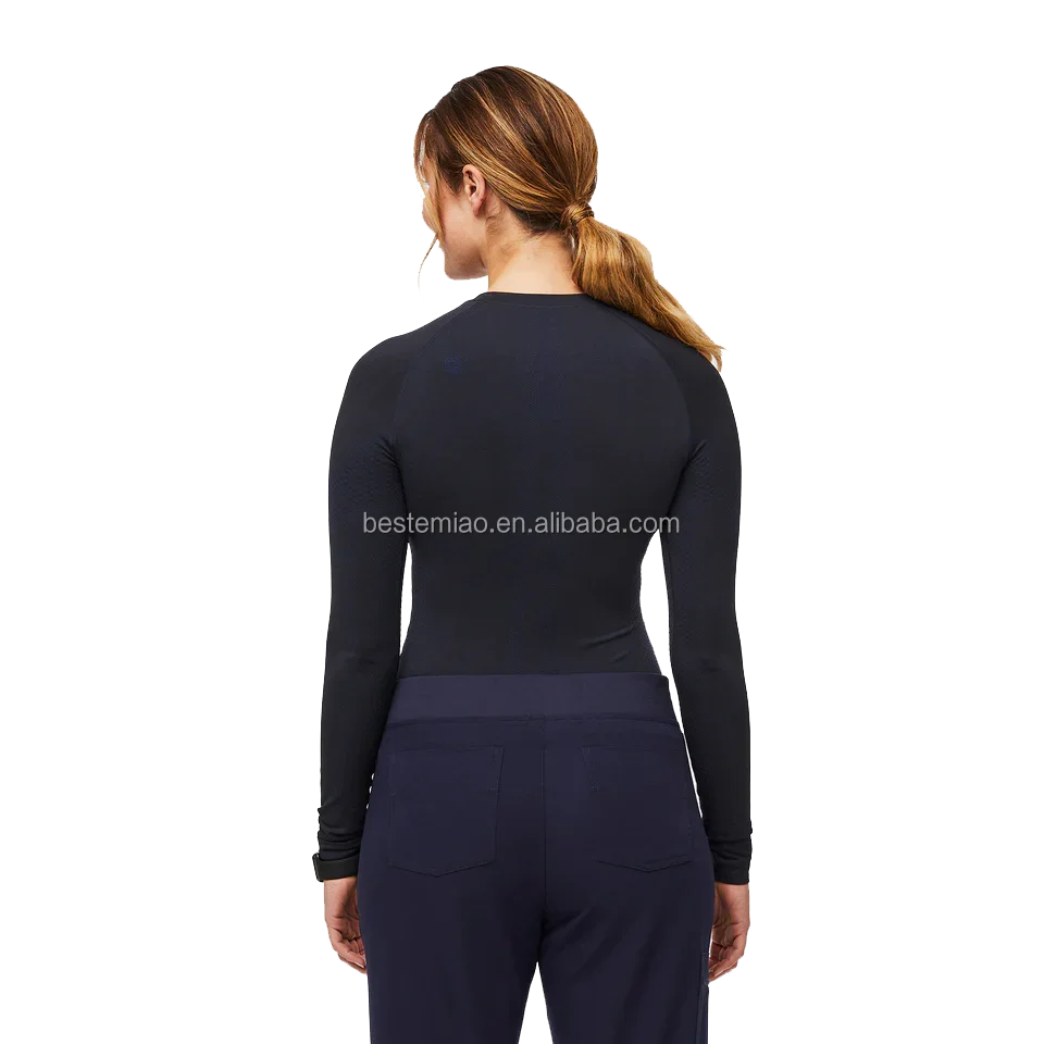 High Quality Women Super Soft Long Sleeve Underscrub Black Scrub T shirt