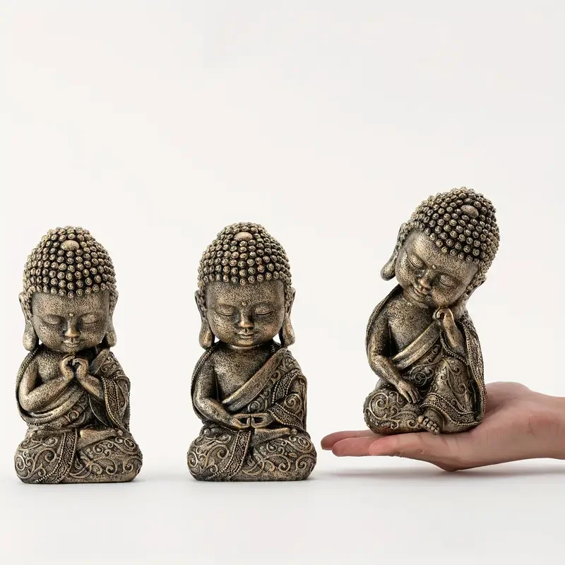 Wholesale Set Zen Spiritual Gifts Feng Shui Home Decoration Vintage Golden Buddha Decor Meditation Mini Buddha Statue