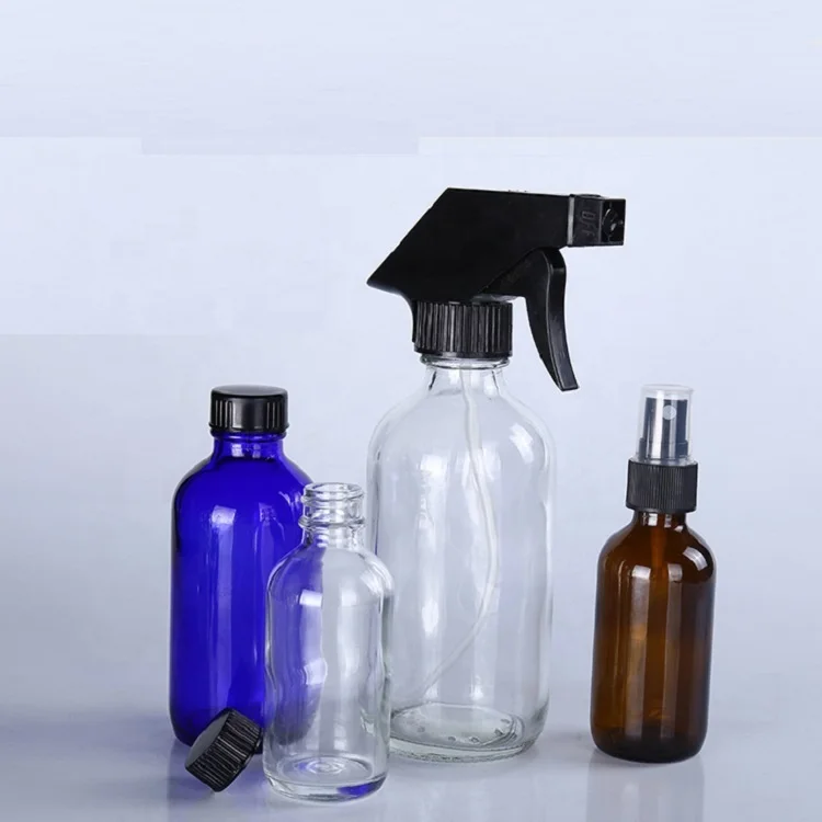 Бостонская бутылка из янтарного стекла с распылителем, 120 мл