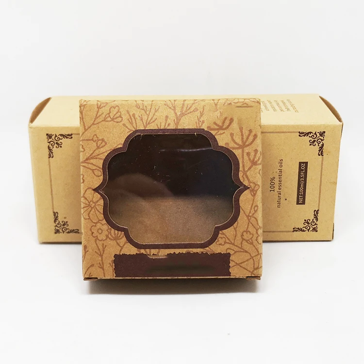 customized print square foldable kraft earphone paper slide box packaging with Clear PVC plastic window