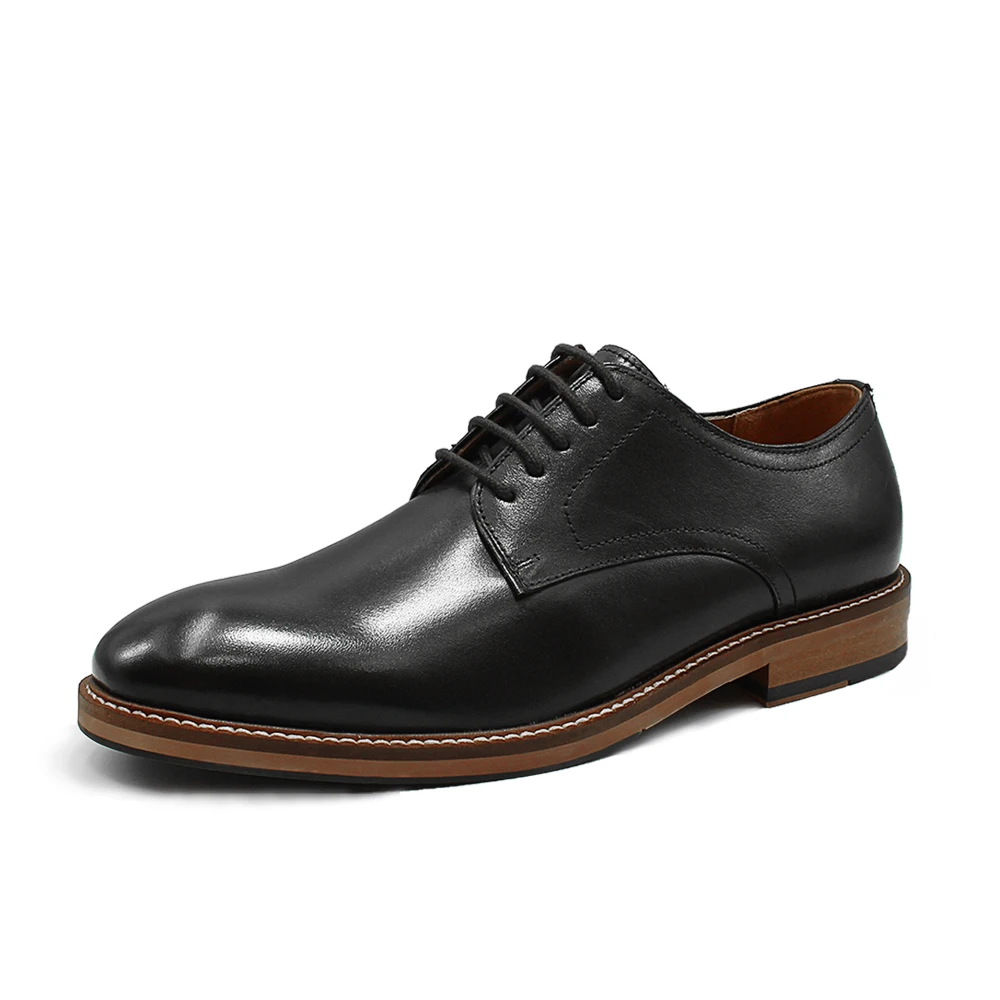 
man shose Black Genuine leather shoes with high quality 