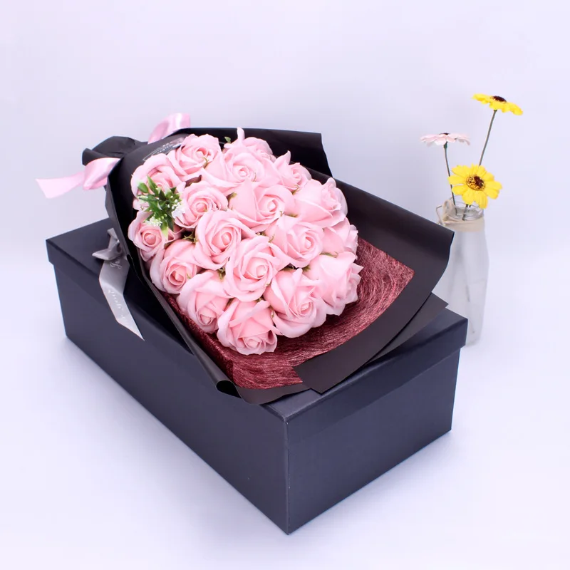 Mothers Day Gift Wholesale Wedding Decoration Artificial Rose Flower Soap Preserve Flowers For Home With Boxes And Card