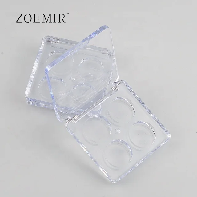Clear lid empty eyeshadow palette 4 color square custom printed empty eyeshadow case palette transparent packaging