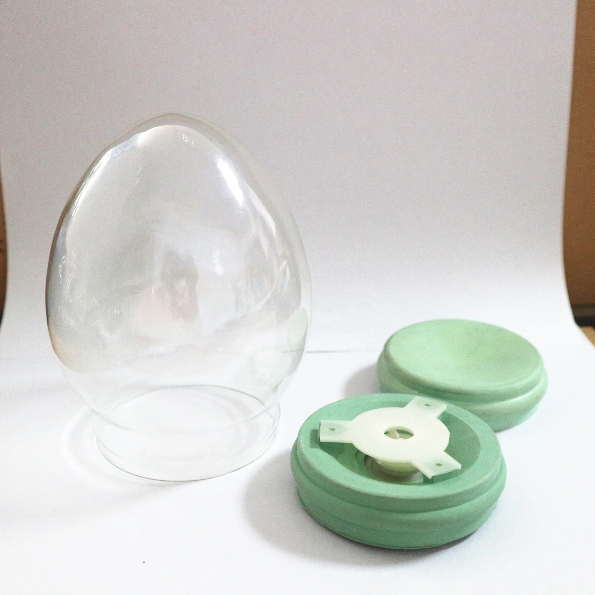 Сделанный на заказ прозрачный овальный стеклянный шар в форме яйца круглый белый Рождественский пустой снежный шар