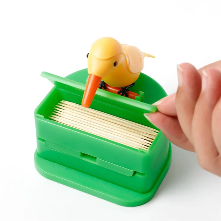 A659 Fully Automatic Storage Toothpick Dispenser Dinning Table Decor Press Type Toothpick Holder Bird Shape Smart Toothpick Box