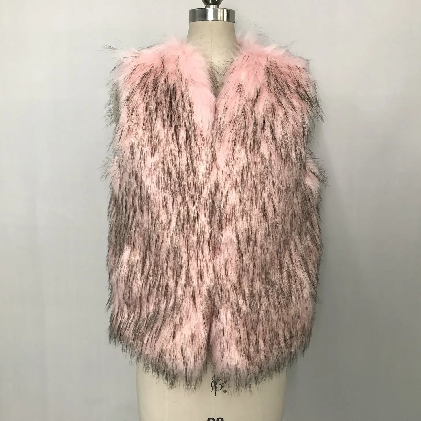 custom girls Hot Sale Winter Warm raccoon Fur Gilet Waistcoat Women Grey Faux Fur Vest