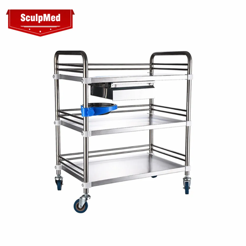 Stainless steel medical treatment trolley hospital nurse medical equipment cart beauty trolley