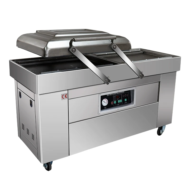 DZ(Q)-400/2SB stand double chamber packer with fish,steak,hardware ,liquid beef vacuum packaging machine vacuum seale