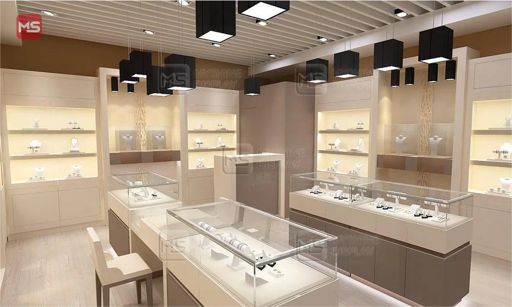 Fashion Modern Jewellery Store Glass Display Showcase and Cabinets Full Vision Jewelry Kiosk for Shopping Mall