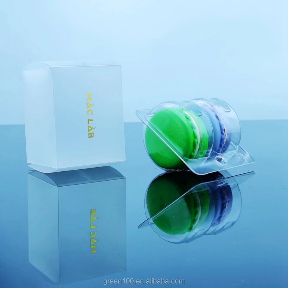 clear plastic round cavity blister tray 2 pcs macaron gift box with printed logo macaron packaging