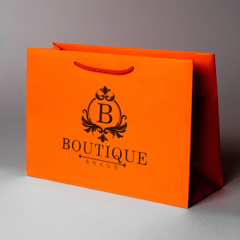 Custom Printed Logo Luxury Gold Foil Printing Retail Boutique Shopping Tote Art Gift Paper Bags For Shoes Clothes Packaging