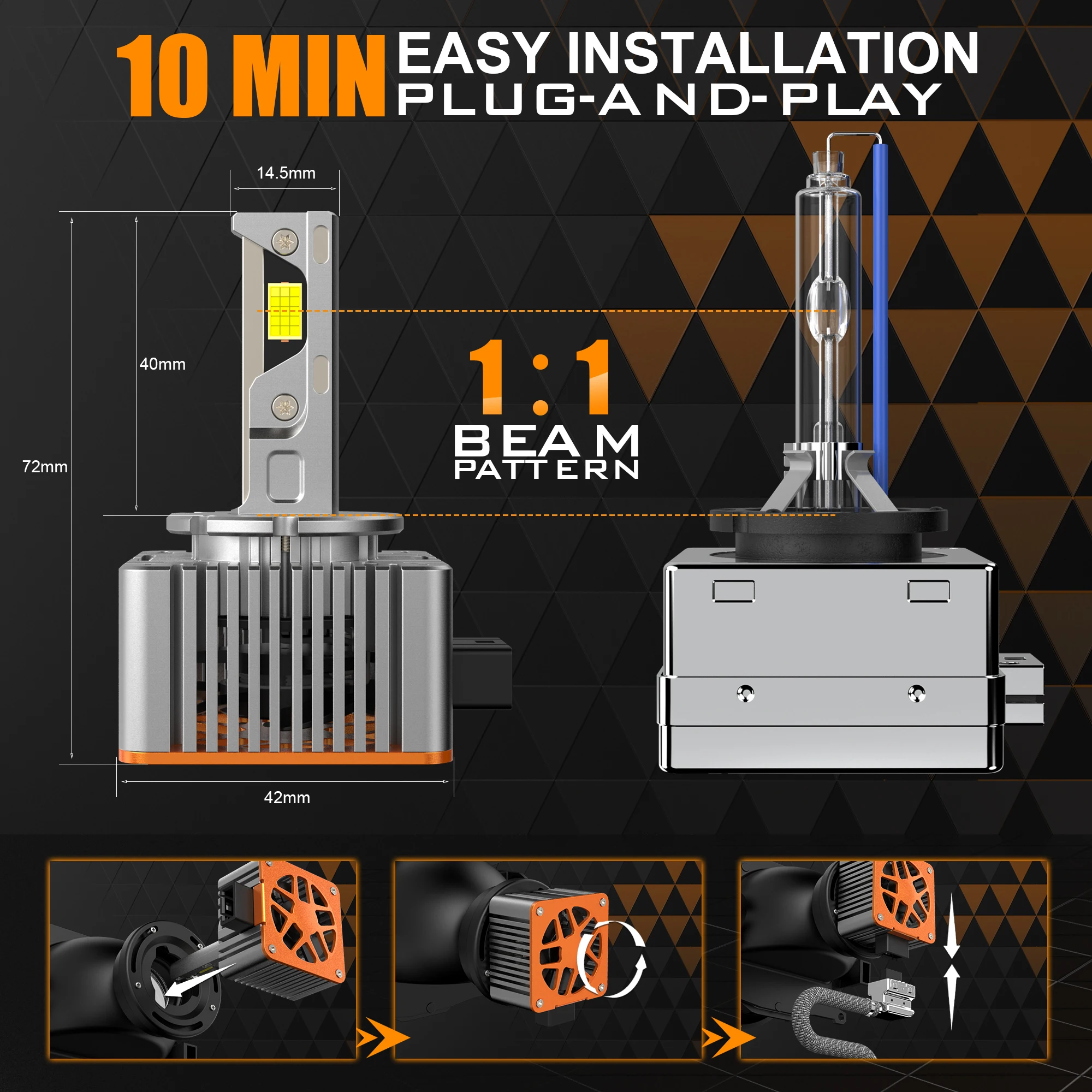 Super Bright D series 55W D1S Led Car Light Bulb CSP Chip 6500K Canbus Auto Led Headlight HID Replacement