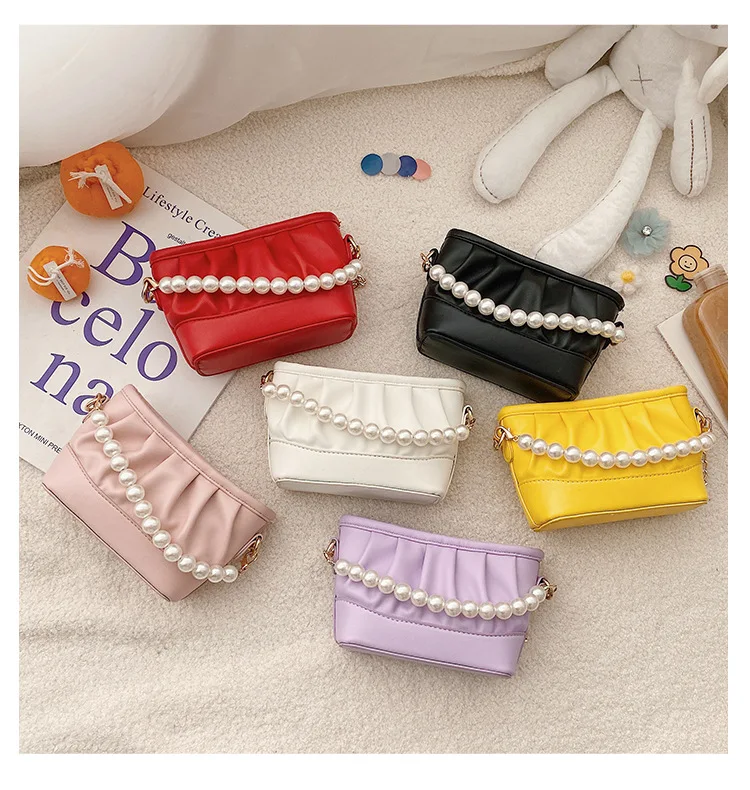 
BMB kids Mini Purses Cute Leather Crossbody handBags Kids Small Coin Wallet Pouch Baby Girl Party Pearl Hand Bags Purse 
