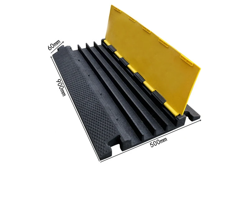 900*500*70mm 3-Channel Heavy Duty Speed Bump Cable Protector With Yellow PVC Cover