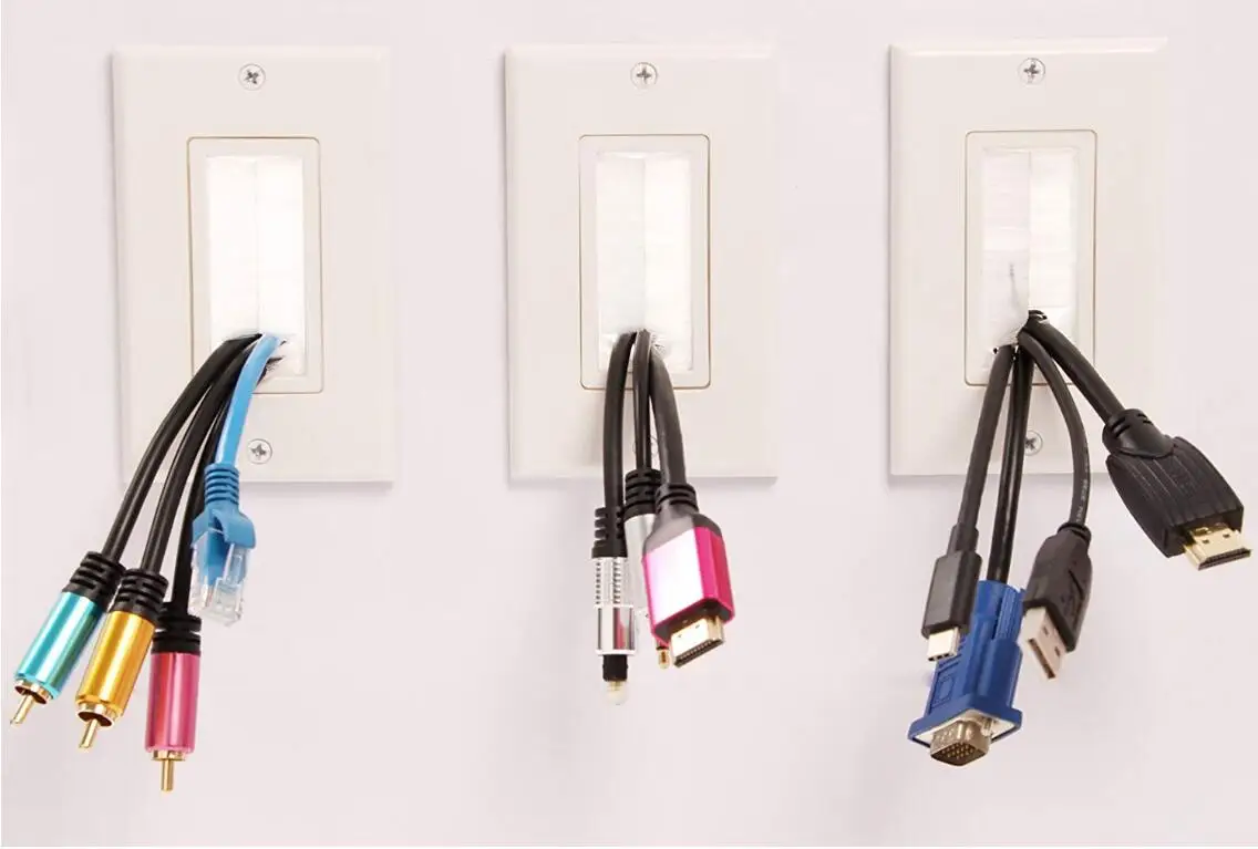 Single Gang White with white color brush  wall plate USA standard