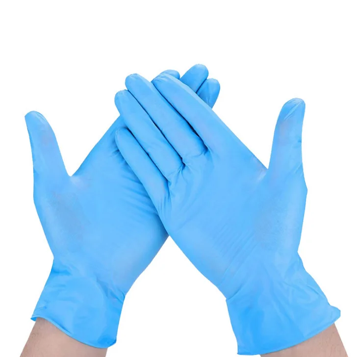 
ASTM D6319 disposable safety blue pvc nitrile blend examination working powder free gloves 