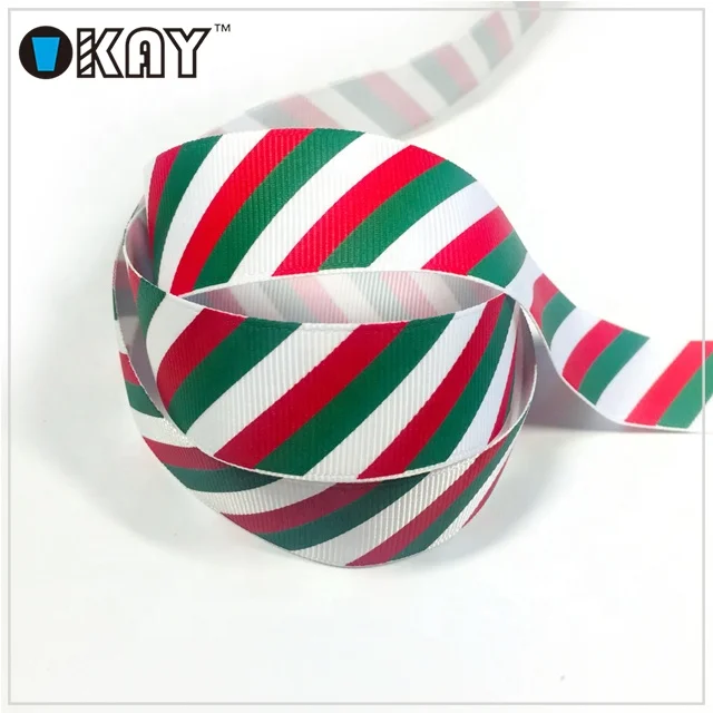 Free Sample Red and Green Stripe Wholesale Christmas Ribbon