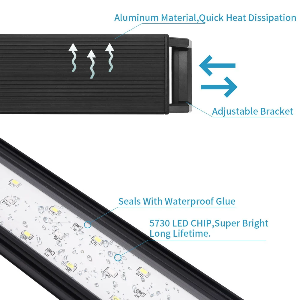 Full Spectrum Dimmable Aquarium Light Grow Plant Bracket Light for Aquariums Marine Tank Coral Reef Lamp LED Fish Tank Lights