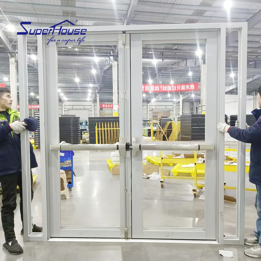 Impact NOA NFRC AS2047 Maimi dade approval commercial aluminium door panic door aluminum escape door with electric motor