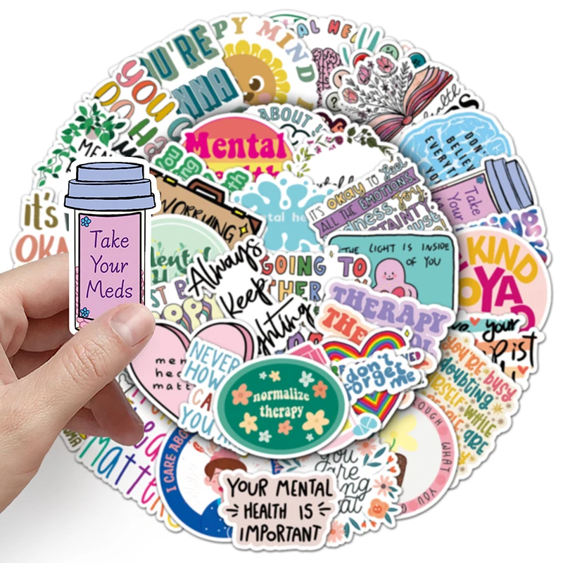 100Pcs High Quality Words Encouragement Mental Health Stickers For Girl Laptop Waterproof Custom Label