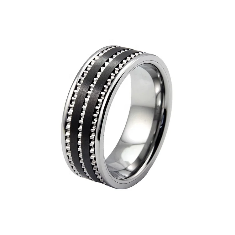 Special Style Gear Inlaid Domineering Tungsten Ring Men