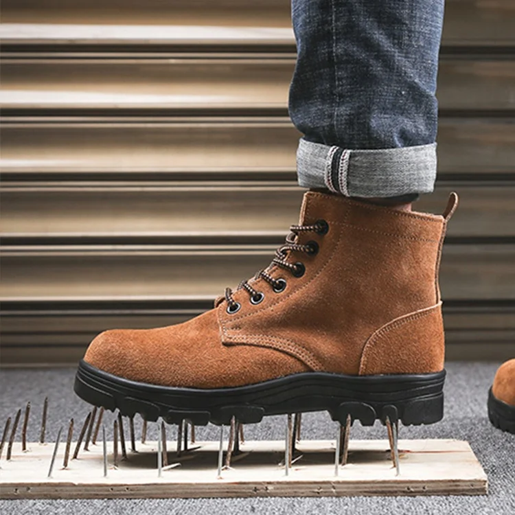 Fashion England style Indestructible Steel toe Industrial Shoes Safety Anti puncture and slip Men Safety Boots for construction