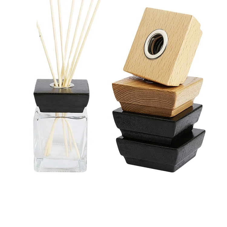 factory custom design  decorative crystals perfume bottles wood cap