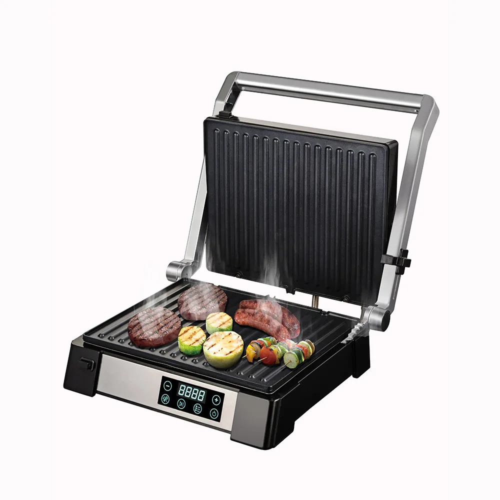 4 Slices 2000W Electric Contact Grill Panini Maker Grilling Machine Press Grill With Digital Control Panel