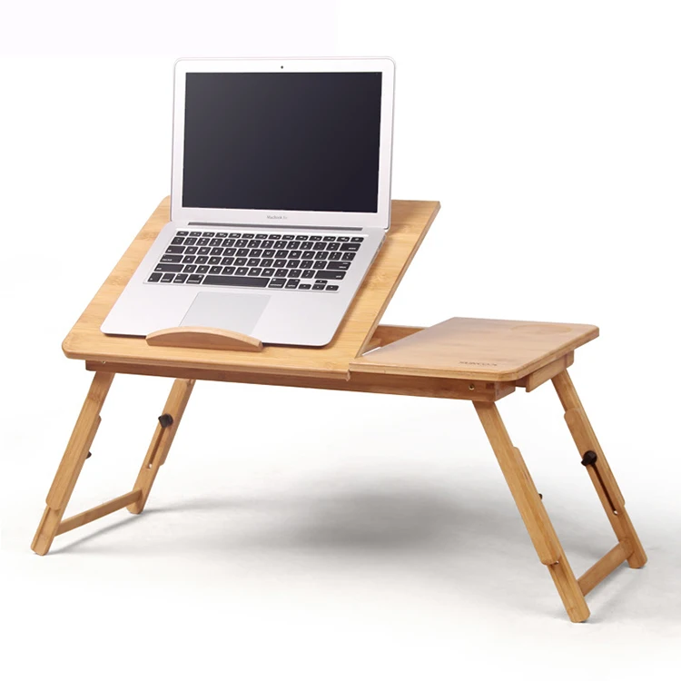 
bamboo laptop desk adjustable portable breakfast serving bed tray with tilting top drawer 