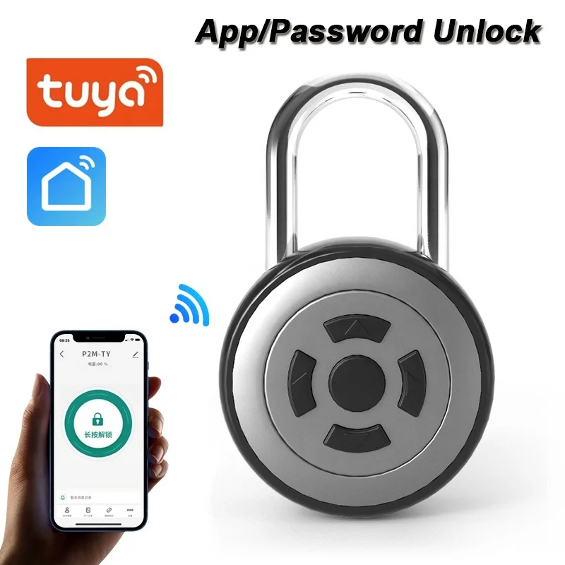 Tuya APP Keyless Waterproof Pad Locks Usb Small Electronic Nfc Fingerprint Smart Padlock with Finger Print Reader Key Alarm
