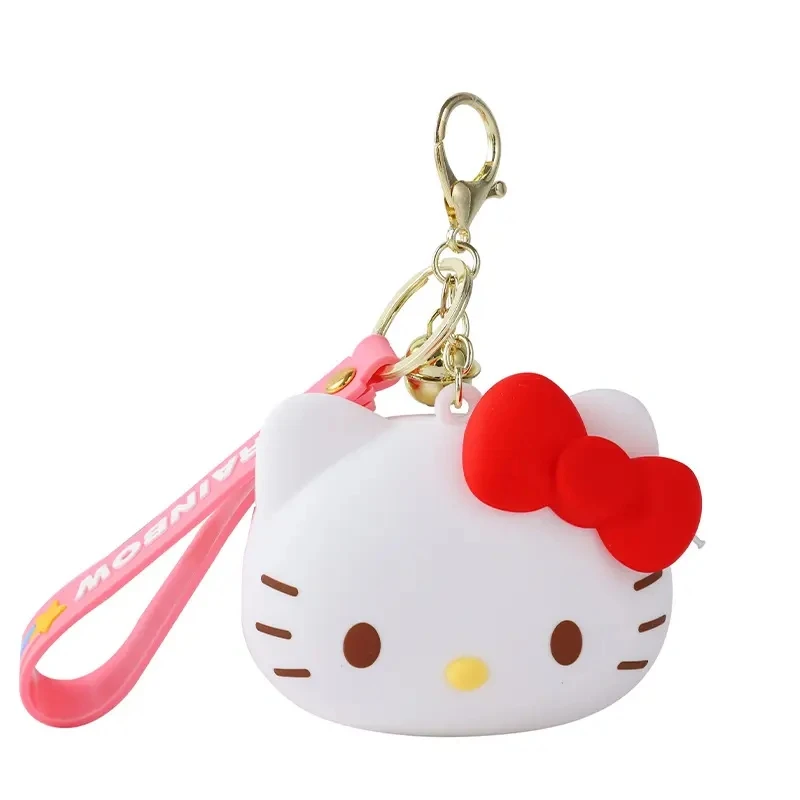 Sanrio Bag Pendant My Melody Cinnamoroll Purin Kuromi Silicone Coin Purse Anime Kawaii Car Key Bags Keychain Toy Gifts
