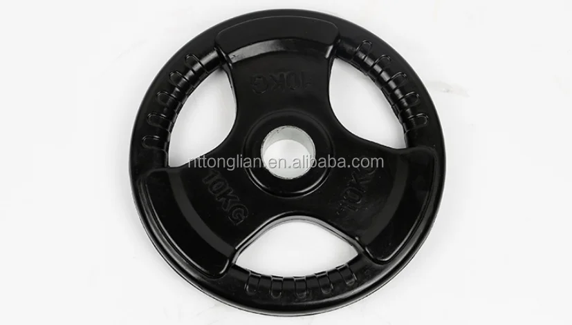 
Three Grips Rubber Coated Weightlifting Weight Plate With Competitive Price 