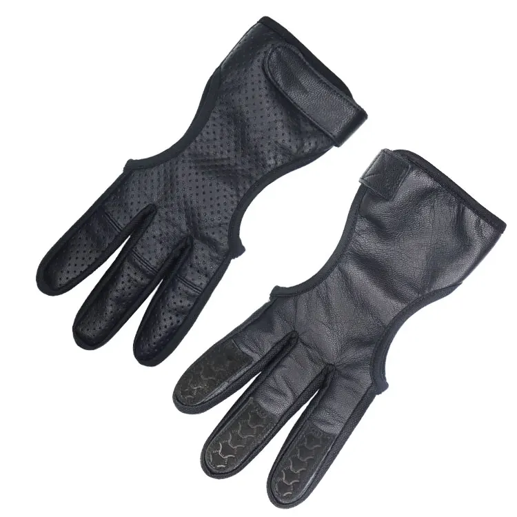 Wholesale Stock 3 Three Finger Outdoor Anti Slip Breathable Thickened Guard Archery Shooting Protective Leather Hand Glove