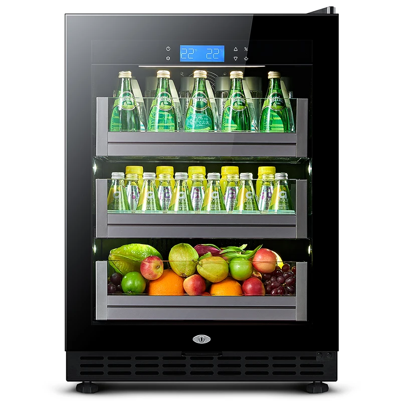 Odino Beverage Refrigerator and Cooler - 118L Mini Fridge with Glass Door for Soda Beer Wine Built in Freestanding glass shelves