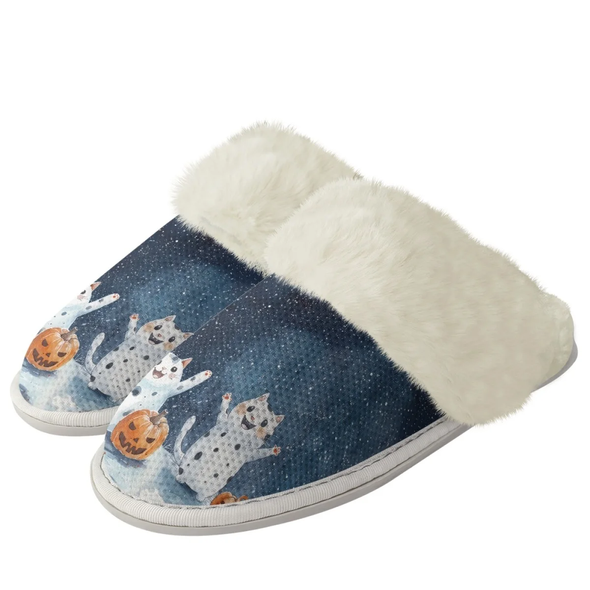 Custom design Halloween cotton slipper with cat pattern Leisure soft winter comfort cotton drag wholesale