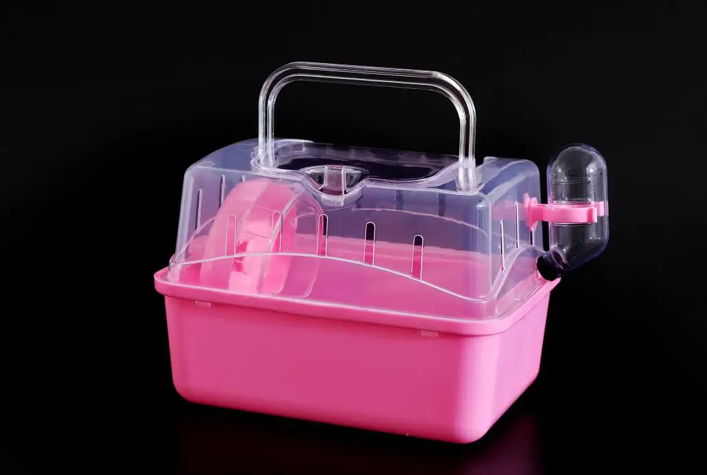 plastic transparent hamster box with handle acrylic pet cage