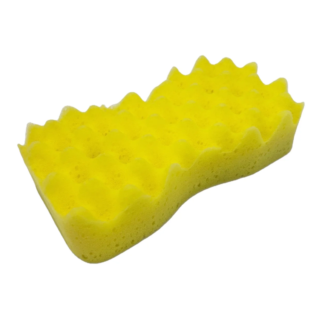 Wholesale High Absorbent Auto Care Jumbo wave Yellow 8-Character Car Wash Sponge