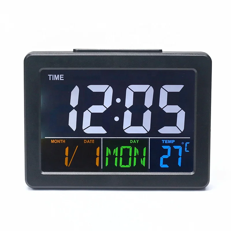 KH-CL136 Digital Temperature Display Table Voice Control Backlight LCD Alarm Clock with Day Of Week