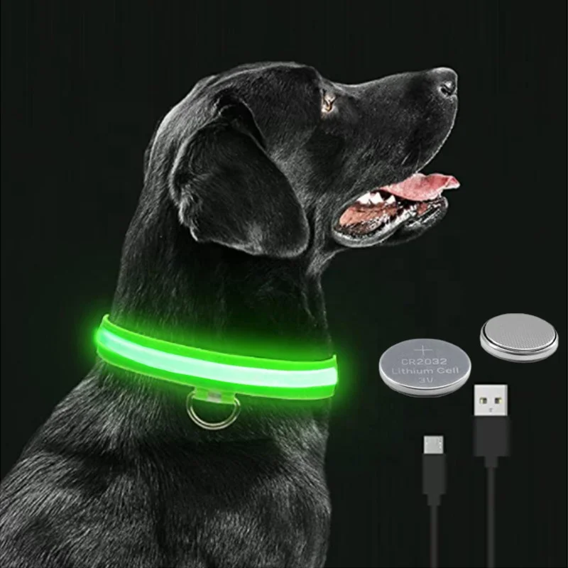 factory direct sales battery power led reflective dog collar durable nylon lighting anti-lost luminous pet collar
