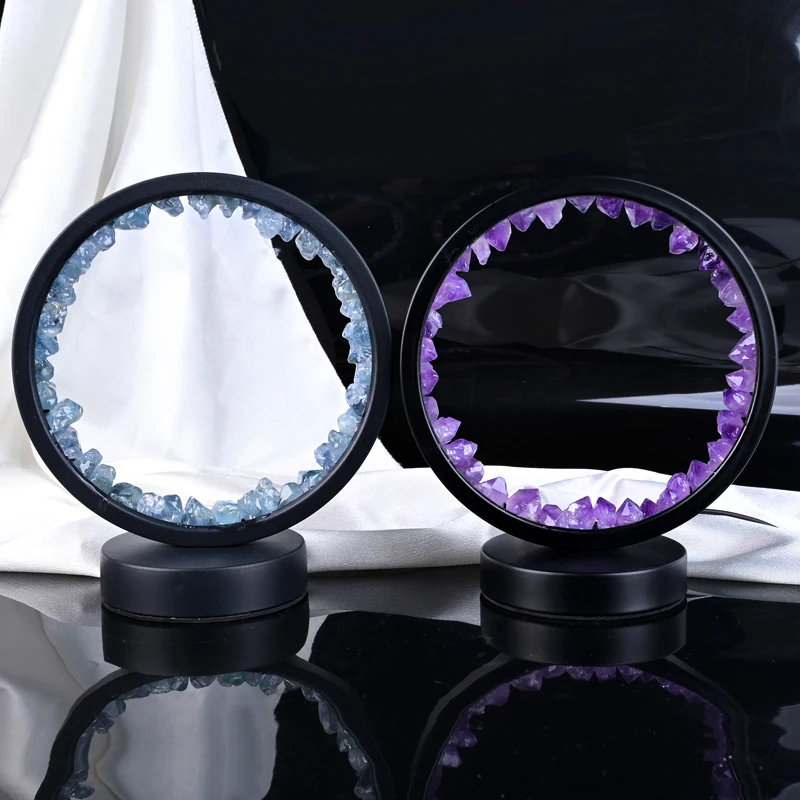 Handmade Natural Gemstone Night Light Crystal Healing Rough Stone LED Lamp For Home Decoration