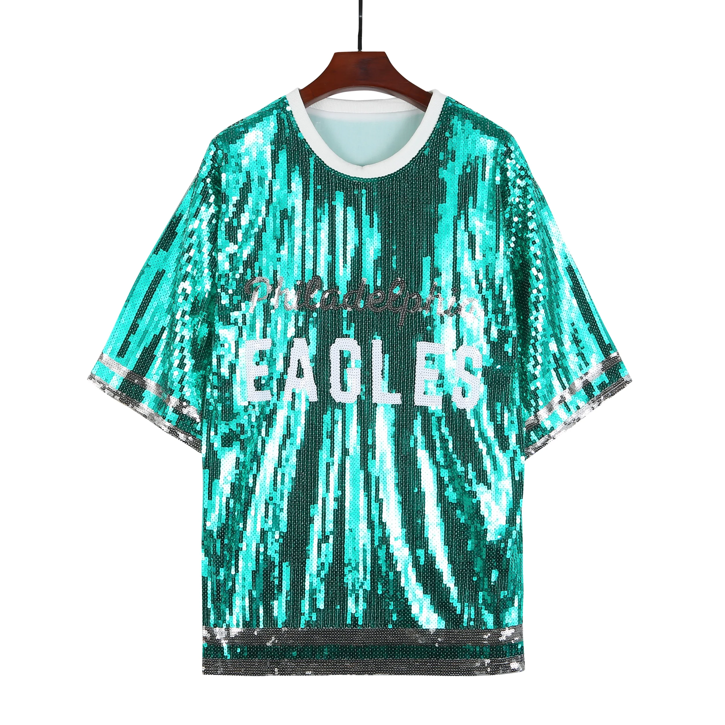 Kelly green fashion sequin dress nfl jersey kelly green eagles sequin shirts