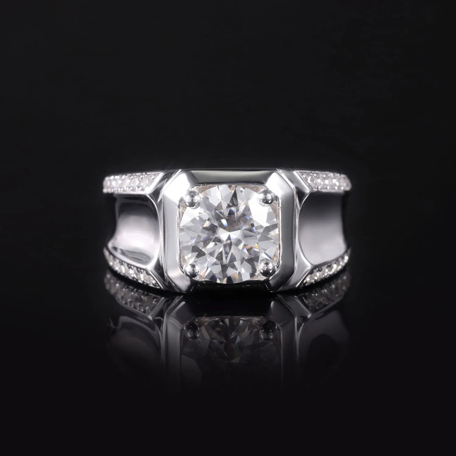 Abiding Customized Jewelry Perfect Finishing Pure 9K 10K 14K 18K Jewelry 3 Carats Diamond 9mm VVS Moissanite Men Gold Ring