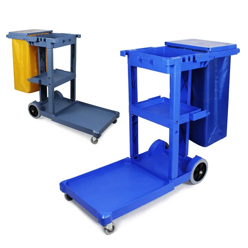 Multifunctional Hotel Plastic Housekeeping Service Janitorial Cart Cleaning Trolley
