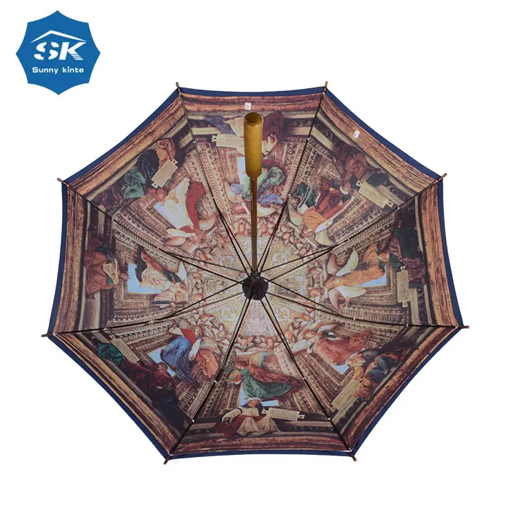 Super Strength Windproof Fiberglass Ribs Umbrella Automatic Open Straight Golf Umbrella Rainbow Canopy Umbrella