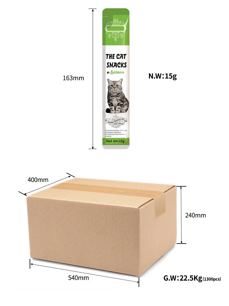 Factory Wholesale OEM Fresh Nutritious Cat food Wet Food Chicken Salmon Tuna flavors  Delicate Meat Cat Snacks15g