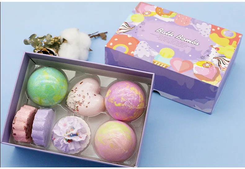  7 gift boxes of bath salt balls multi bubble essential