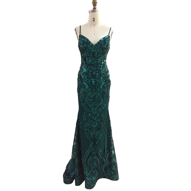 
Fashion design v neck spaghetti strap beaded mermaid black prom dresses for 2020 