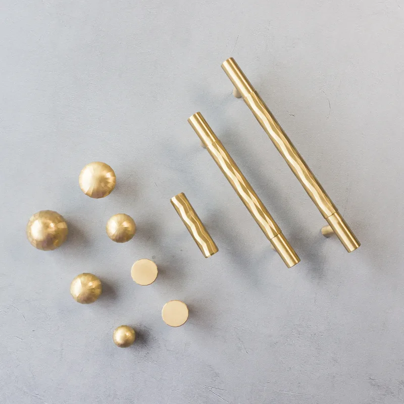 Hoone Modern Gold Style T Bar Textured Knurled Handle 96 mm Solid Brass Knobs and Cabinet Pulls