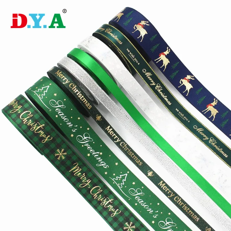 Wholesale Cheap Price Printed Polyester Ribbon Merry Christmas Holiday Gifts Decorative Packing Tapes Gift Packing Ribbon Tapes